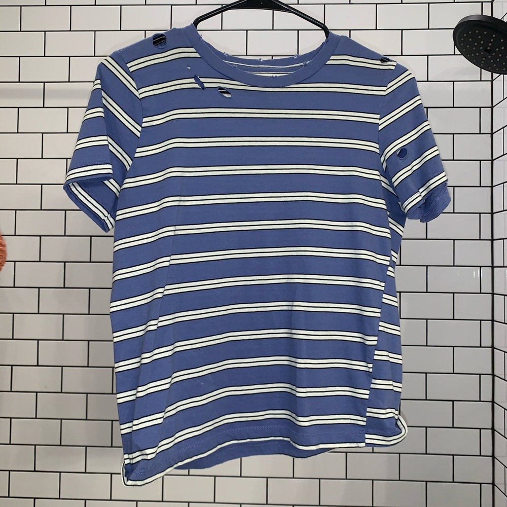 Distressed striped T-shirt